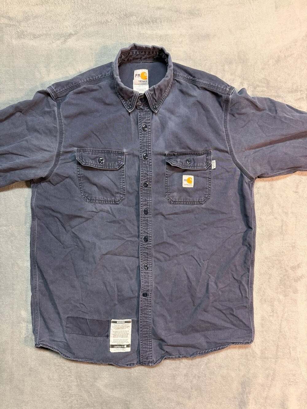 Carhartt FR Fire Resistant Long Sleeve Work Shirt FRS160 DNY Size L Regular